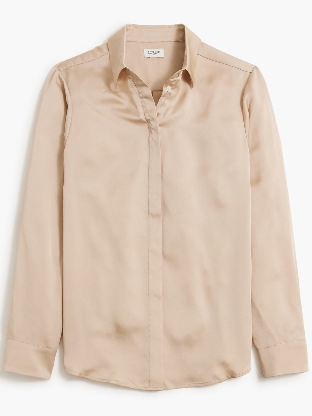 J. Crew Factory - NWOT - Drapey Satin Button Up  Top - Tan - Size Small